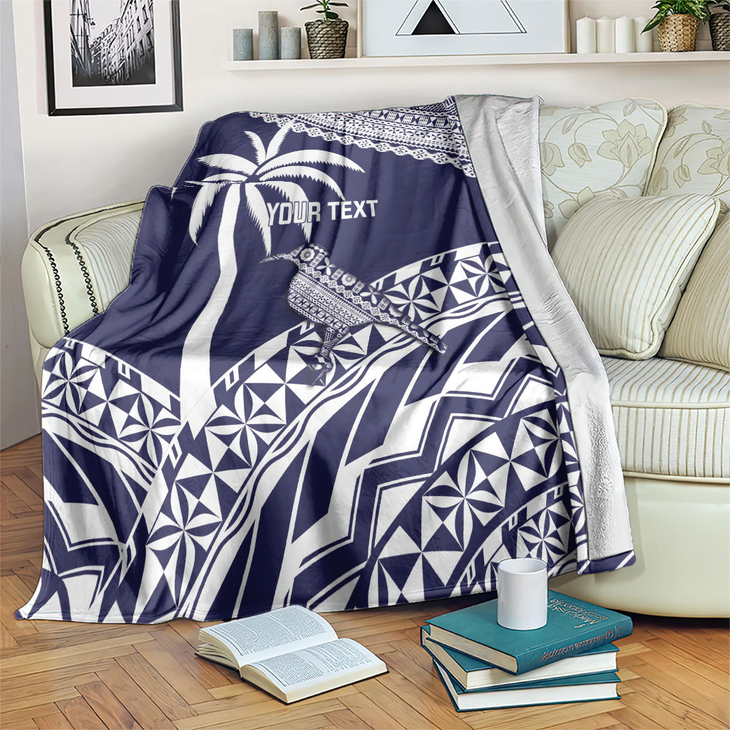 Nadi Fiji 2026 Rugby Custom Blanket Kikau Fijian Tapa Pattern LT14 Navy Blue - Polynesian Pride