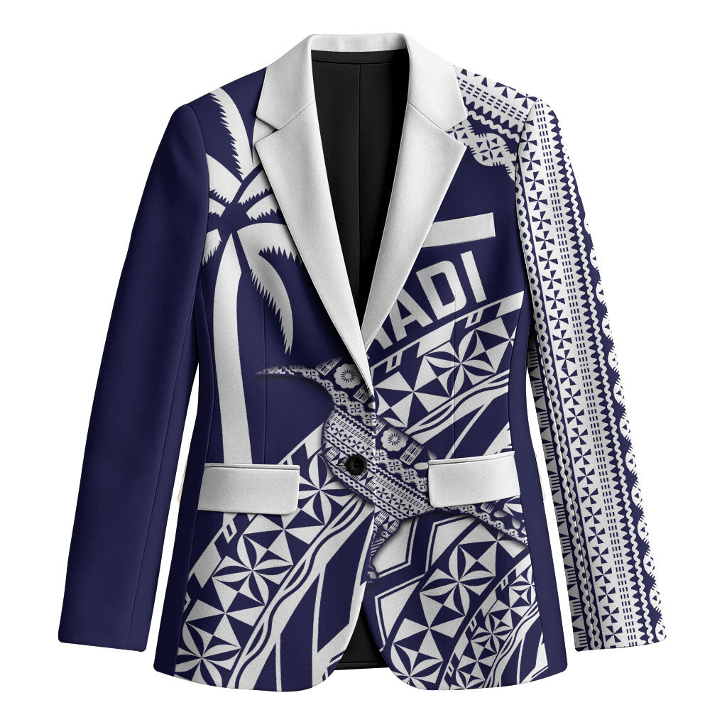 Nadi Fiji 2026 Rugby Custom Blazer Kikau Fijian Tapa Pattern LT14 Unisex Navy Blue - Polynesian Pride