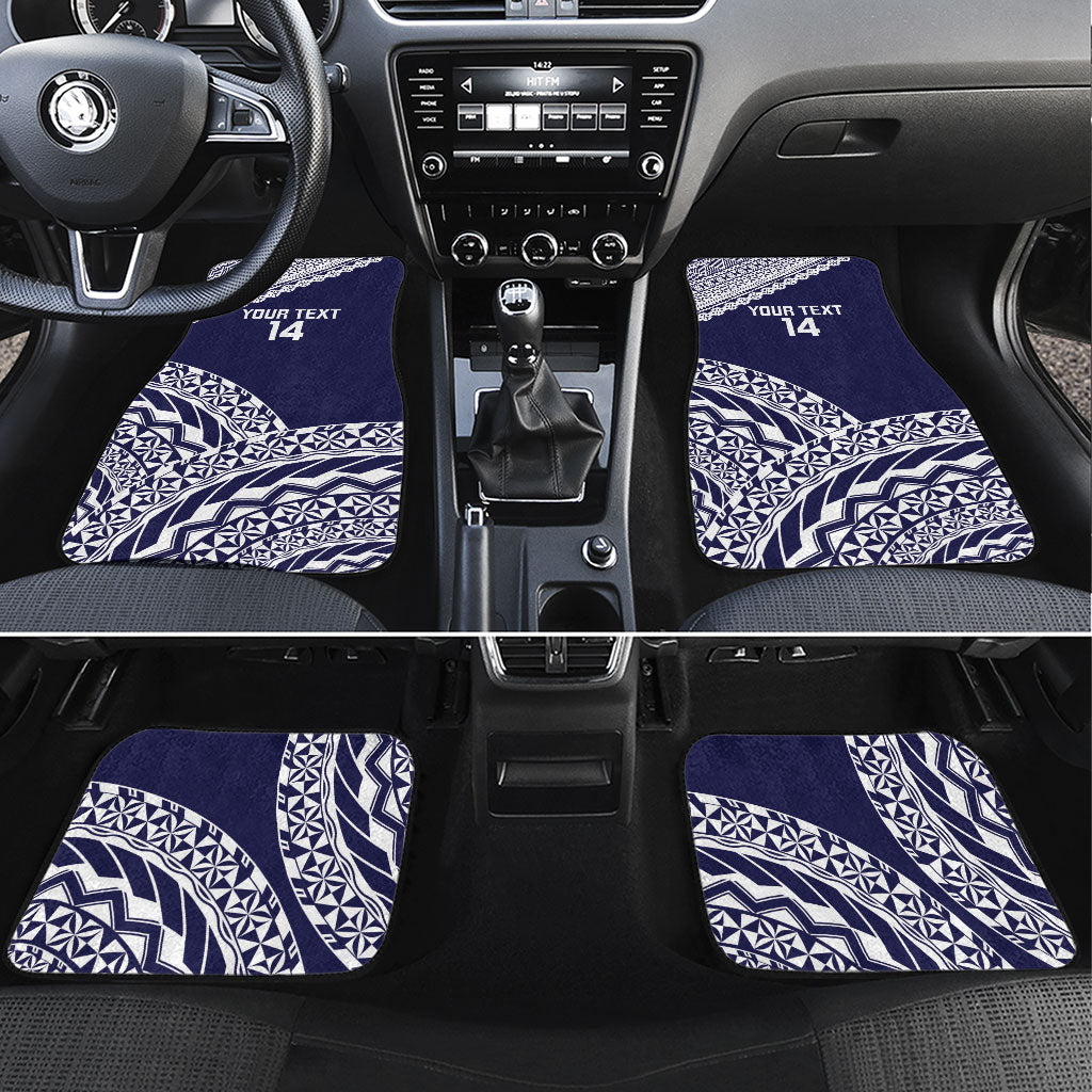Nadi Fiji 2026 Rugby Custom Car Mats Kikau Fijian Tapa Pattern LT14 Set 4pcs Navy Blue - Polynesian Pride