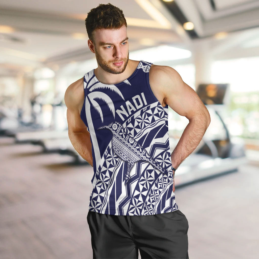 Nadi Fiji 2026 Rugby Custom Men Tank Top Kikau Fijian Tapa Pattern LT14 Navy Blue - Polynesian Pride