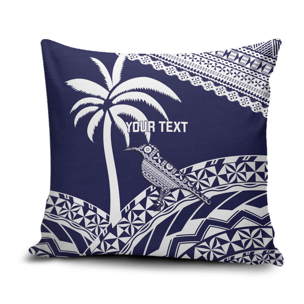 Nadi Fiji 2026 Rugby Custom Pillow Cover Kikau Fijian Tapa Pattern LT14 Navy Blue - Polynesian Pride