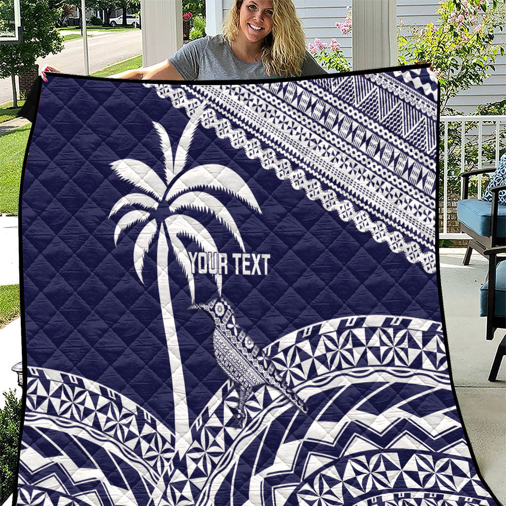 Nadi Fiji 2026 Rugby Custom Quilt Kikau Fijian Tapa Pattern LT14 Navy Blue - Polynesian Pride