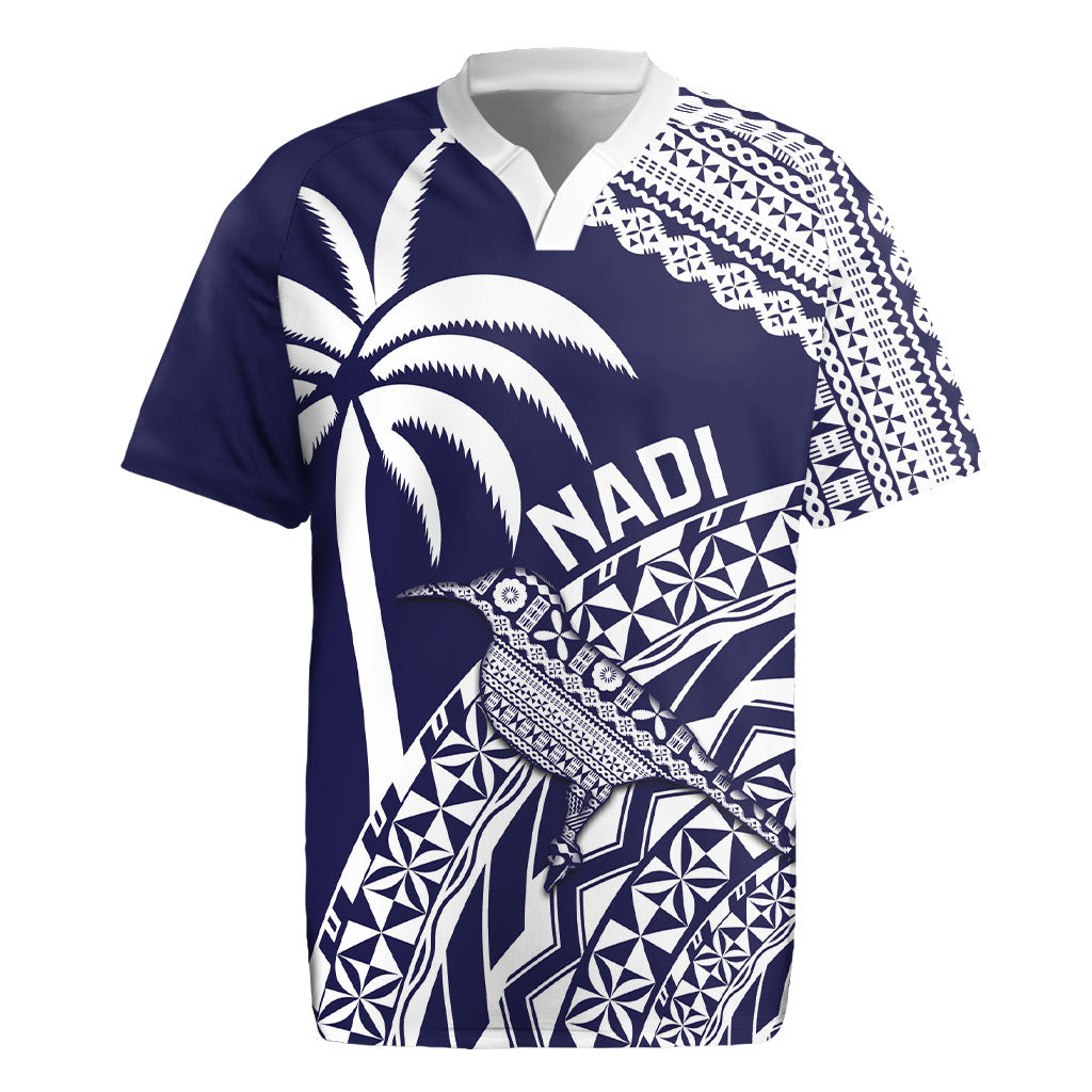 Nadi Fiji 2026 Rugby Custom Rugby Jersey Kikau Fijian Tapa Pattern LT14 Navy Blue - Polynesian Pride