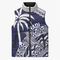 Nadi Fiji 2026 Rugby Custom Sleeveless Puffer Jacket Kikau Fijian Tapa Pattern LT14 Unisex Navy Blue - Polynesian Pride