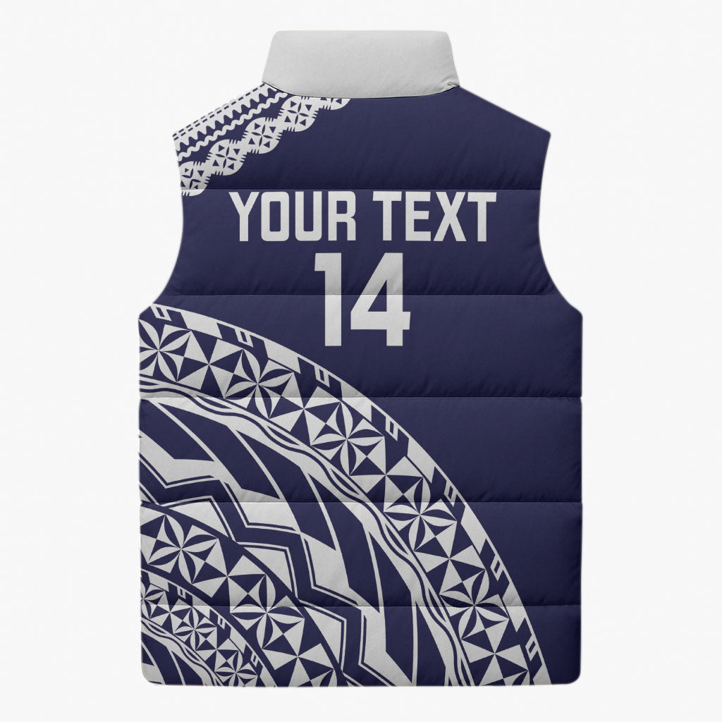 Nadi Fiji 2026 Rugby Custom Sleeveless Puffer Jacket Kikau Fijian Tapa Pattern LT14 - Polynesian Pride