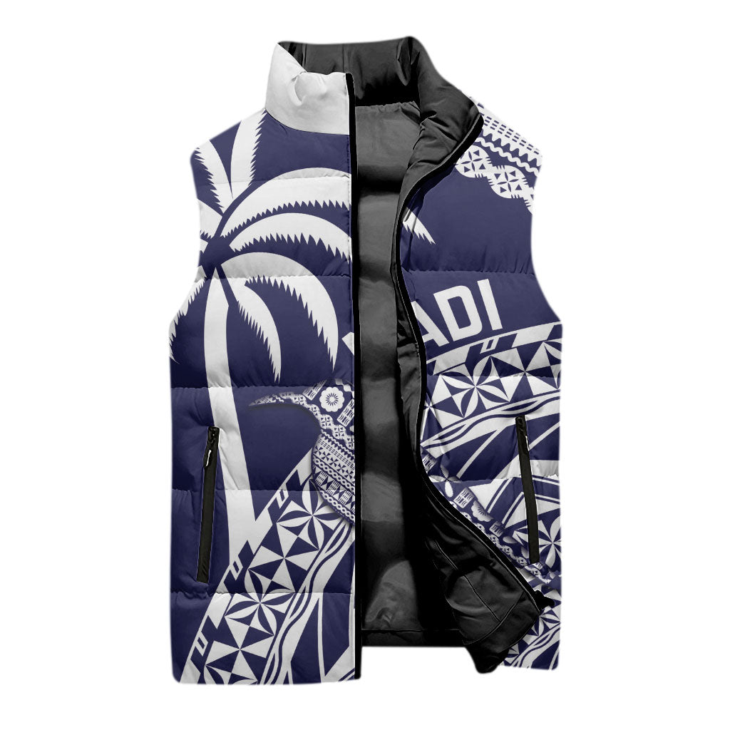 Nadi Fiji 2026 Rugby Custom Sleeveless Puffer Jacket Kikau Fijian Tapa Pattern LT14 - Polynesian Pride