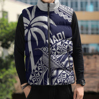 Nadi Fiji 2026 Rugby Custom Sleeveless Puffer Jacket Kikau Fijian Tapa Pattern LT14 - Polynesian Pride