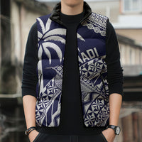 Nadi Fiji 2026 Rugby Custom Sleeveless Puffer Jacket Kikau Fijian Tapa Pattern LT14 - Polynesian Pride