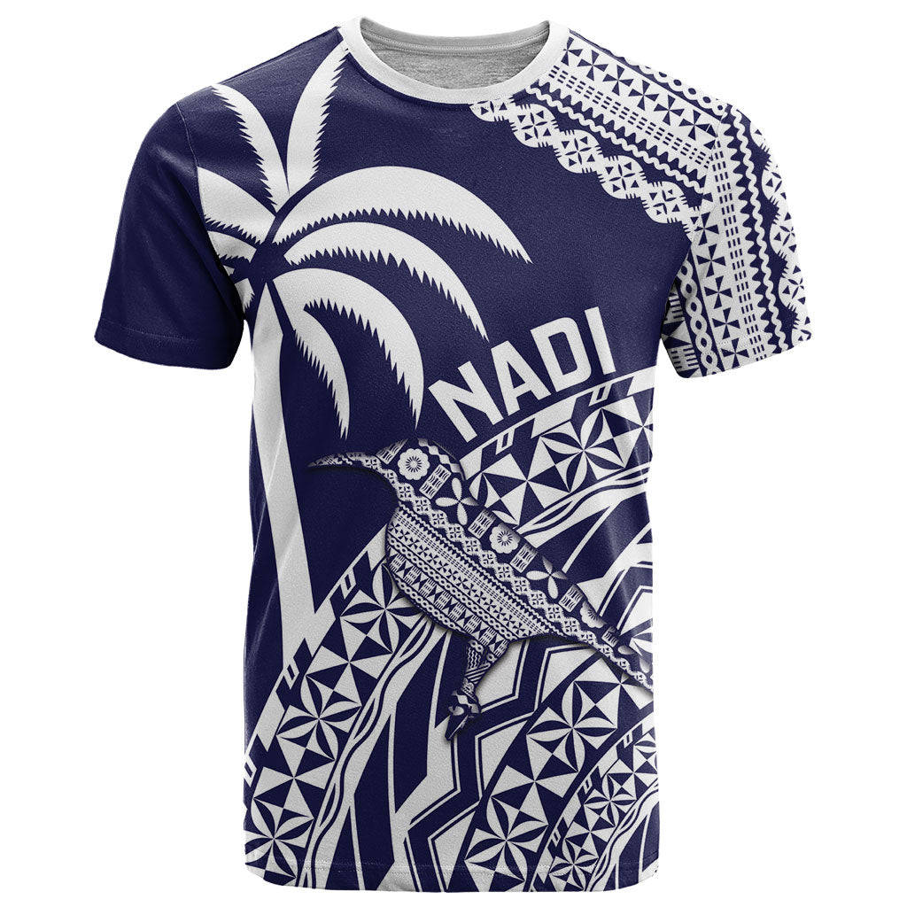 Nadi Fiji 2026 Rugby Custom T Shirt Kikau Fijian Tapa Pattern LT14 Navy Blue - Polynesian Pride