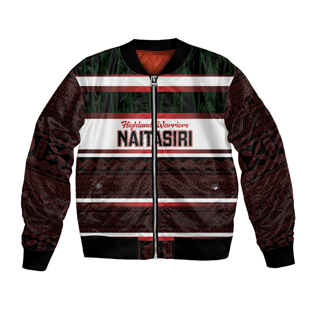 Naitasiri Fiji 2026 Rugby Custom Bomber Jacket Highland Warriors Fijian Tapa Pattern LT14 Unisex Black - Polynesian Pride