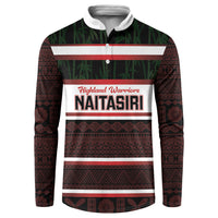 Naitasiri Fiji 2026 Rugby Custom Button Sweatshirt Highland Warriors Fijian Tapa Pattern LT14 Black - Polynesian Pride