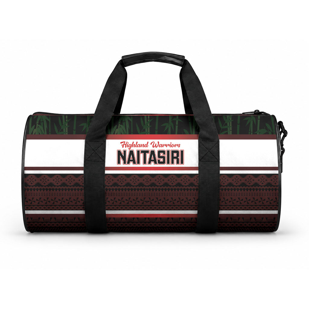 Naitasiri Fiji 2026 Rugby Duffle Bag Highland Warriors Fijian Tapa Pattern LT14 One size Black - Polynesian Pride