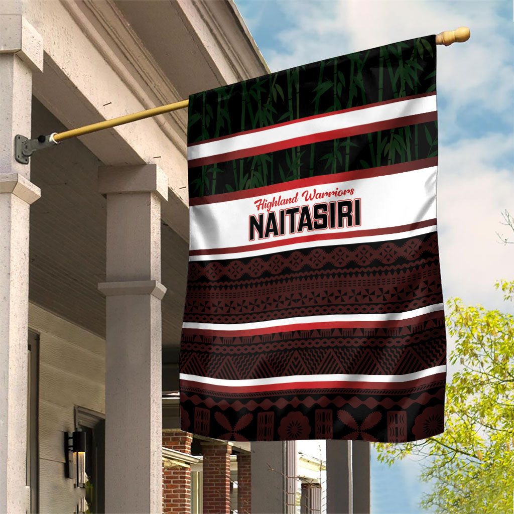 Naitasiri Fiji 2026 Rugby Garden Flag Highland Warriors Fijian Tapa Pattern LT14 House Flag Black - Polynesian Pride