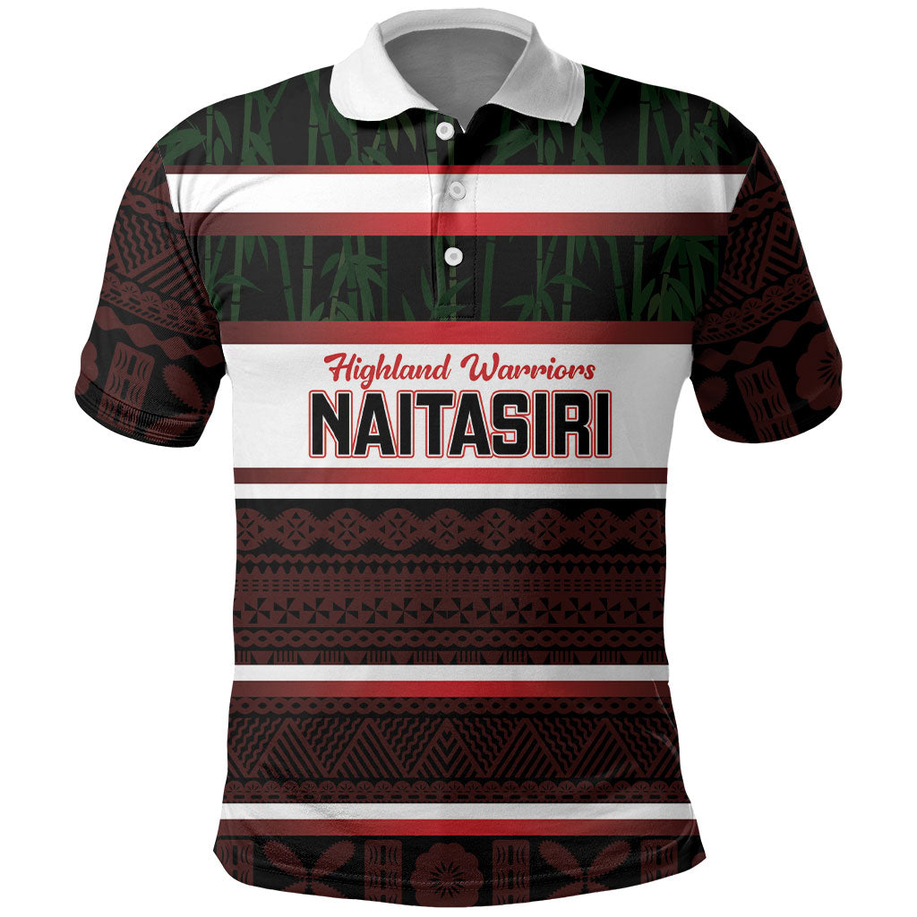 Naitasiri Fiji 2026 Rugby Custom Polo Shirt Highland Warriors Fijian Tapa Pattern LT14 Black - Polynesian Pride