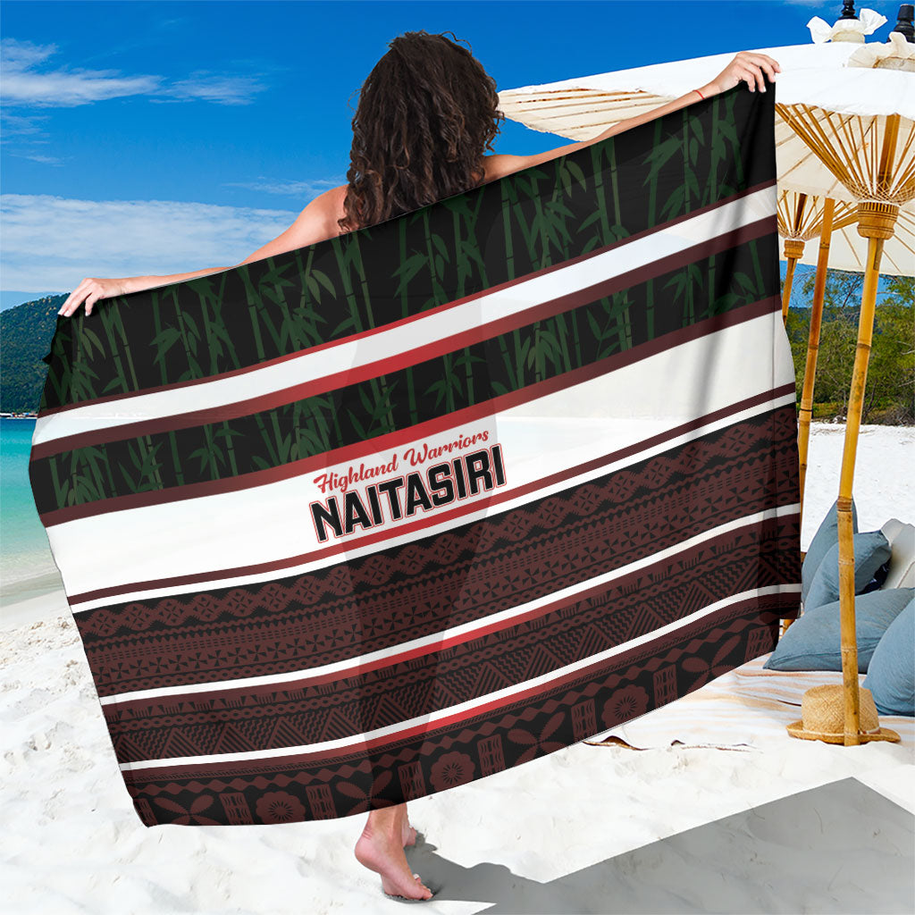 Naitasiri Fiji 2026 Rugby Sarong Highland Warriors Fijian Tapa Pattern LT14 One Size 44 x 66 inches Black - Polynesian Pride