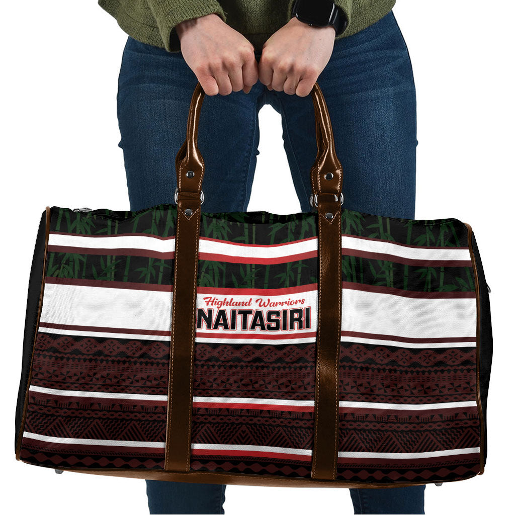 Naitasiri Fiji 2026 Rugby Travel Bag Highland Warriors Fijian Tapa Pattern LT14 Black - Polynesian Pride