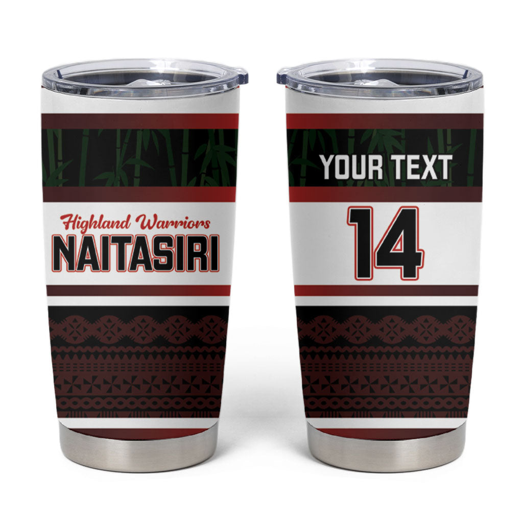 Naitasiri Fiji 2026 Rugby Custom Tumbler Cup Highland Warriors Fijian Tapa Pattern LT14 Black - Polynesian Pride