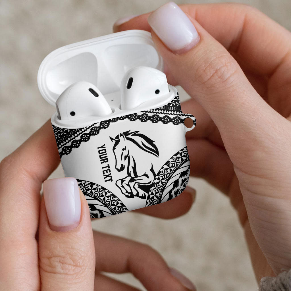 Nadroga Fiji 2026 Rugby Custom AirPods Case Stallion Fijian Tapa Pattern LT14 - Polynesian Pride