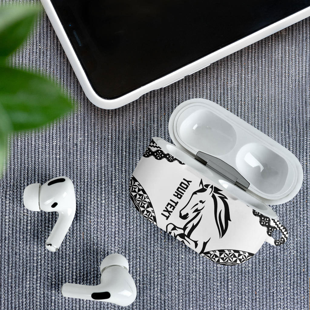 Nadroga Fiji 2026 Rugby Custom AirPods Case Stallion Fijian Tapa Pattern LT14 - Polynesian Pride