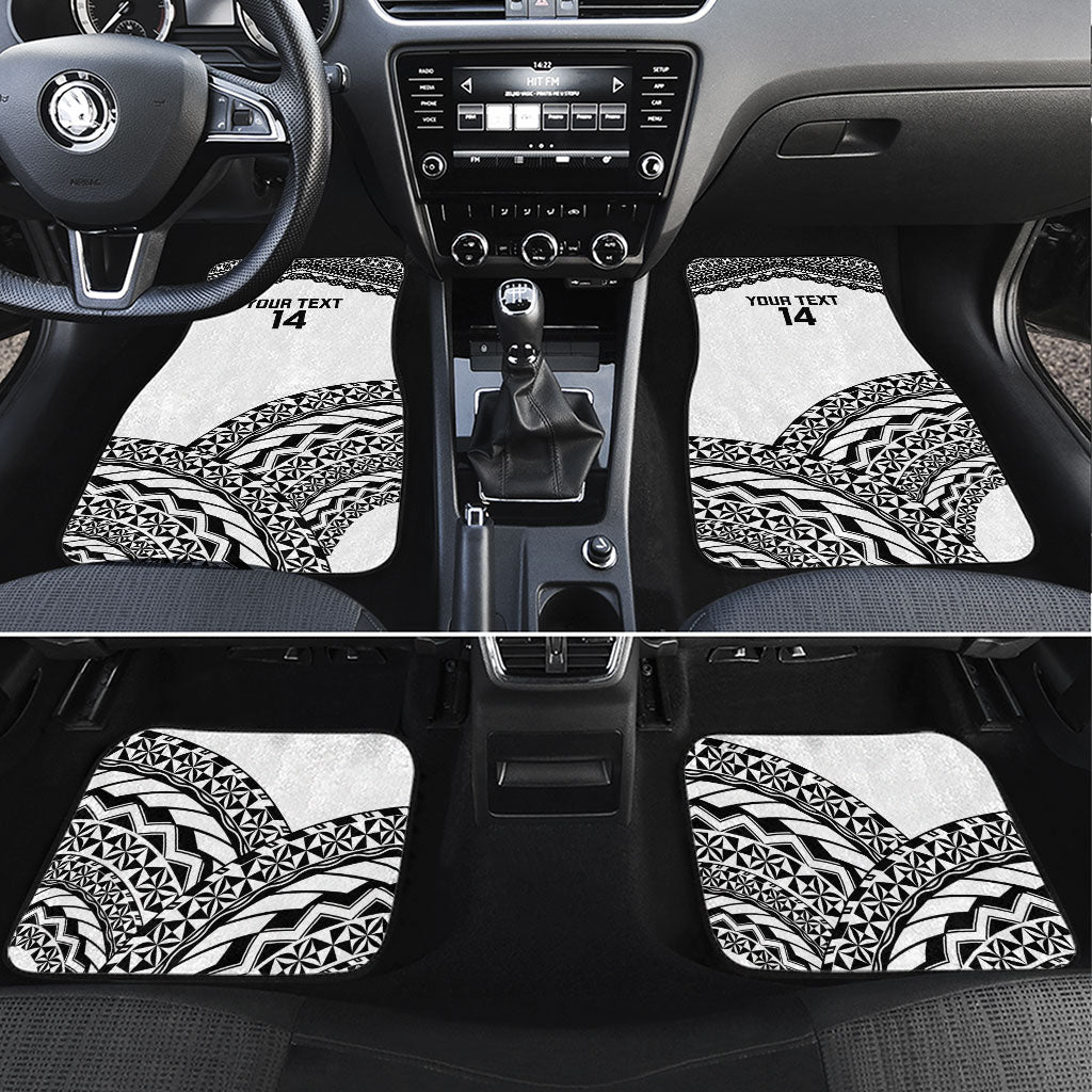 Nadroga Fiji 2026 Rugby Custom Car Mats Stallion Fijian Tapa Pattern LT14 Set 4pcs White - Polynesian Pride