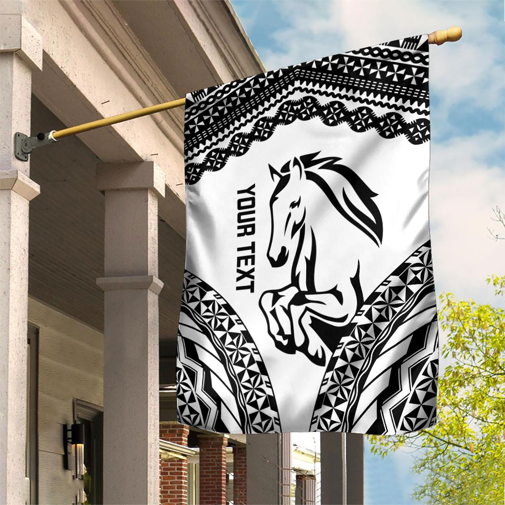 Nadroga Fiji 2026 Rugby Custom Garden Flag Stallion Fijian Tapa Pattern LT14 House Flag White - Polynesian Pride