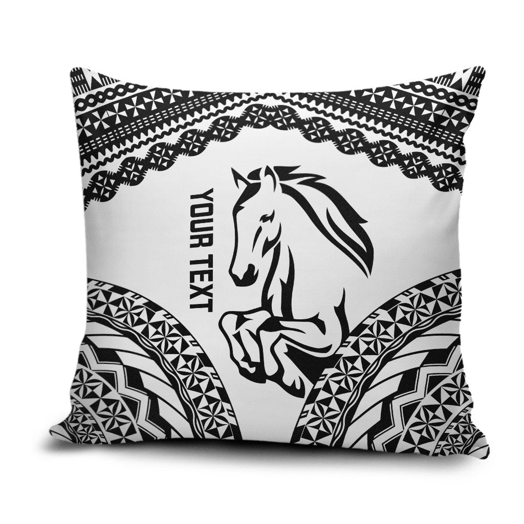 Nadroga Fiji 2026 Rugby Custom Pillow Cover Stallion Fijian Tapa Pattern LT14 White - Polynesian Pride