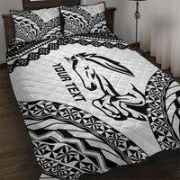 Nadroga Fiji 2026 Rugby Custom Quilt Bed Set Stallion Fijian Tapa Pattern LT14 White - Polynesian Pride
