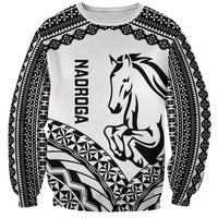 Nadroga Fiji 2026 Rugby Custom Sweatshirt Stallion Fijian Tapa Pattern LT14 Unisex White - Polynesian Pride