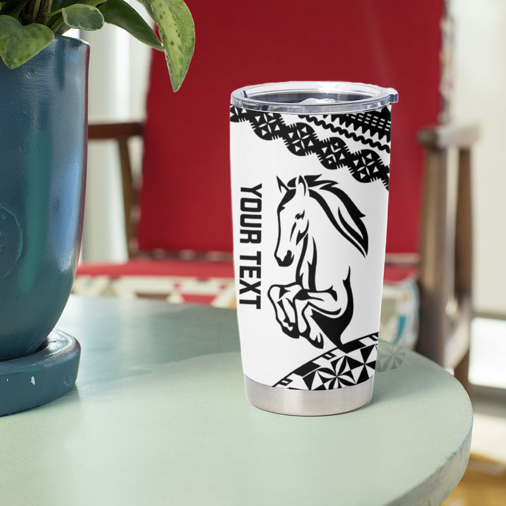 Nadroga Fiji 2026 Rugby Custom Tumbler Cup Stallion Fijian Tapa Pattern LT14 - Polynesian Pride