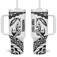 Nadroga Fiji 2026 Rugby Custom Tumbler With Handle Stallion Fijian Tapa Pattern LT14 One Size: 40 oz White - Polynesian Pride