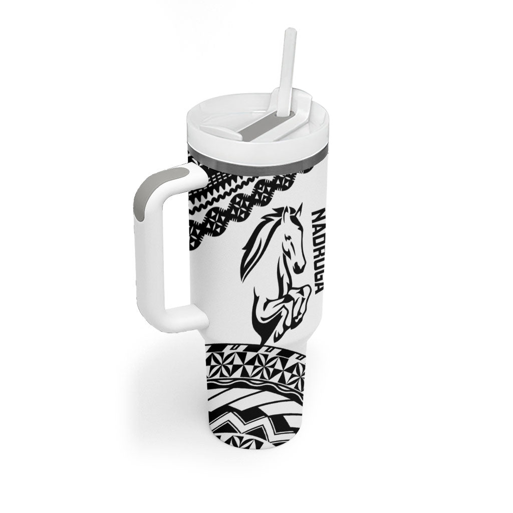 Nadroga Fiji 2026 Rugby Custom Tumbler With Handle Stallion Fijian Tapa Pattern LT14 - Polynesian Pride