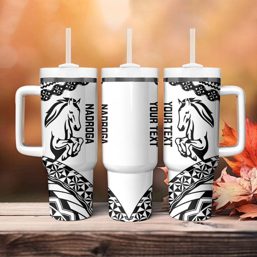 Nadroga Fiji 2026 Rugby Custom Tumbler With Handle Stallion Fijian Tapa Pattern LT14 - Polynesian Pride