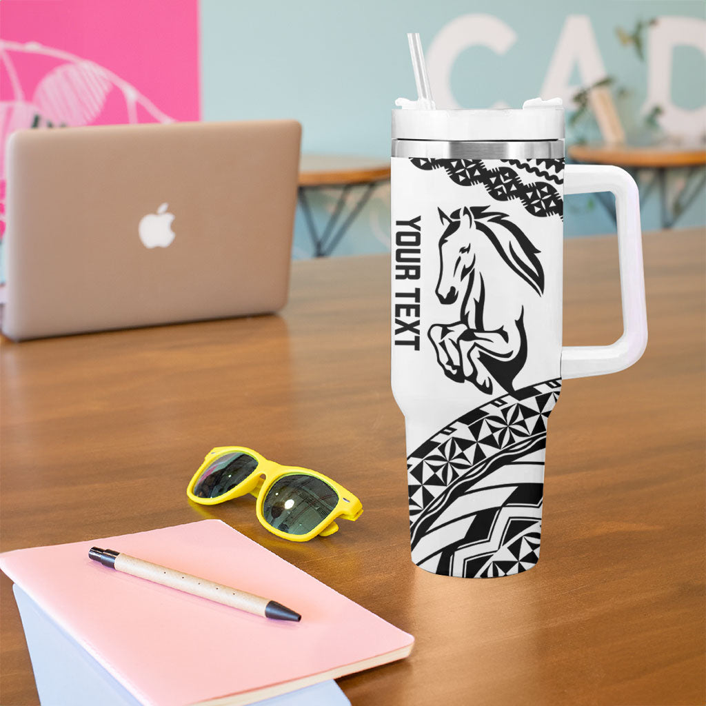 Nadroga Fiji 2026 Rugby Custom Tumbler With Handle Stallion Fijian Tapa Pattern LT14 - Polynesian Pride