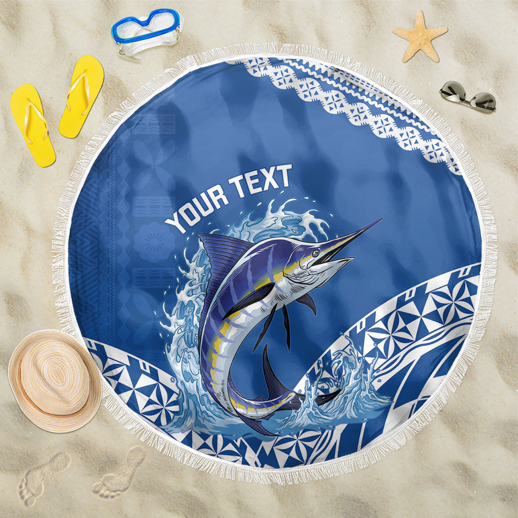 Yasawa Fiji 2026 Rugby Custom Beach Blanket Marlin Fijian Tapa Pattern LT14 One Size 150cm Blue - Polynesian Pride