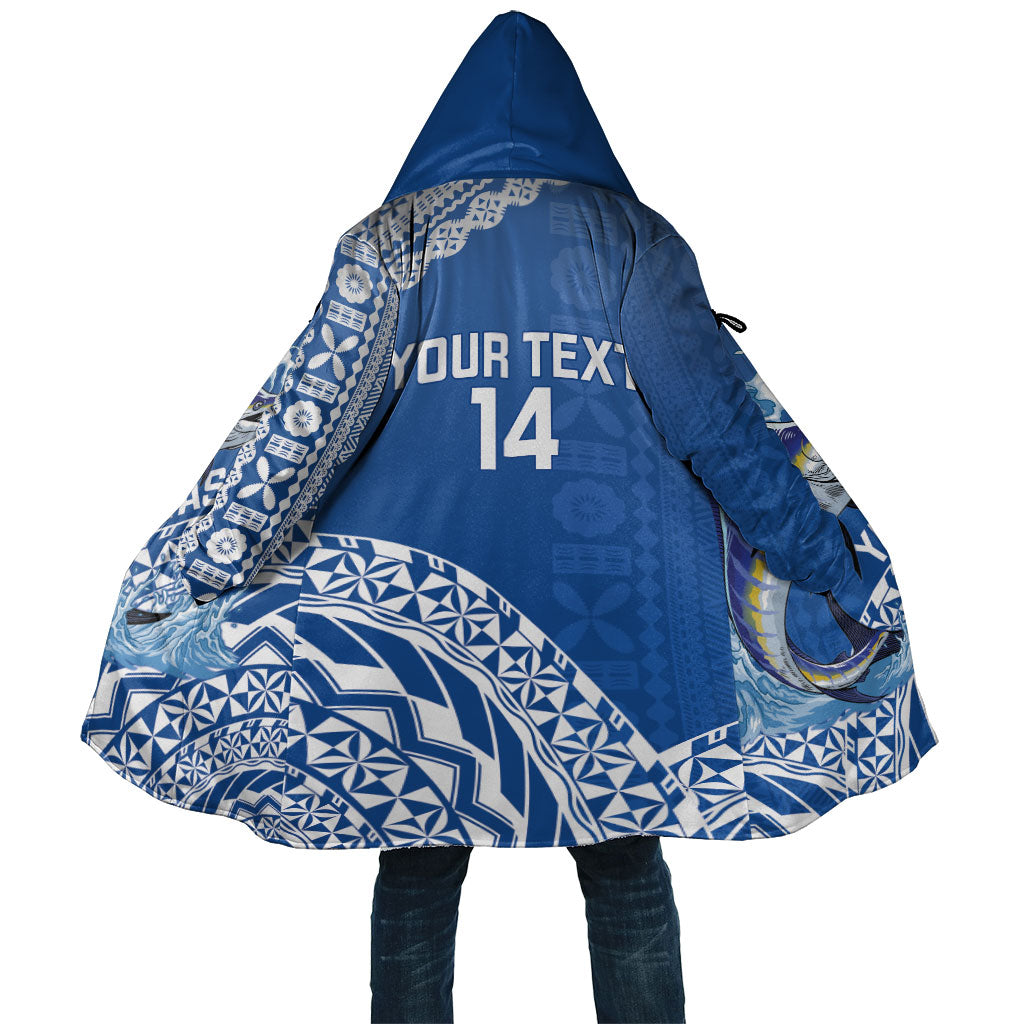 Yasawa Fiji 2026 Rugby Custom Cloak Marlin Fijian Tapa Pattern LT14 Unisex Blue - Polynesian Pride