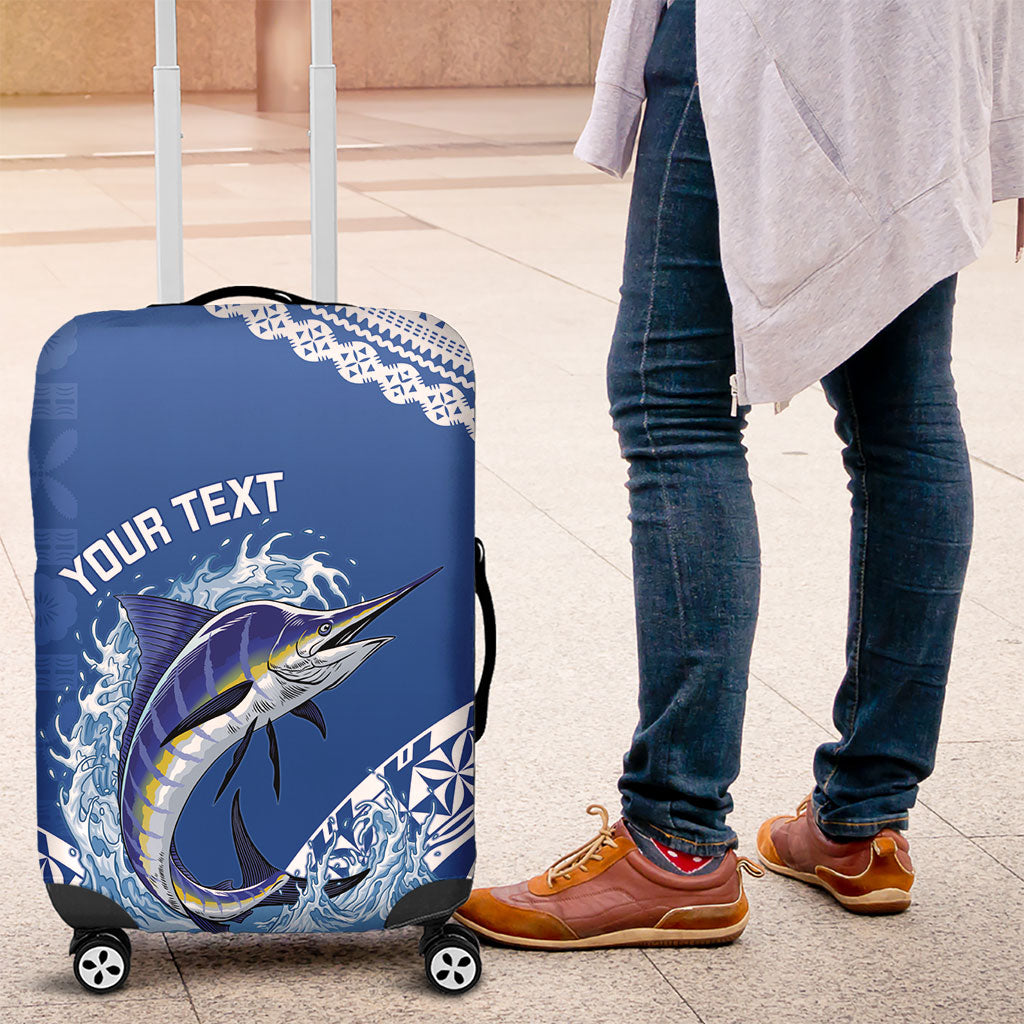 Yasawa Fiji 2026 Rugby Custom Luggage Cover Marlin Fijian Tapa Pattern LT14 Blue - Polynesian Pride