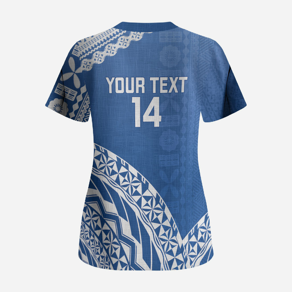 Yasawa Fiji 2026 Rugby Custom Scrub Top Marlin Fijian Tapa Pattern LT14 - Polynesian Pride