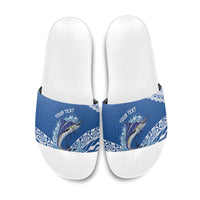 Yasawa Fiji 2026 Rugby Custom Slide Sandals Marlin Fijian Tapa Pattern LT14 Blue - Polynesian Pride