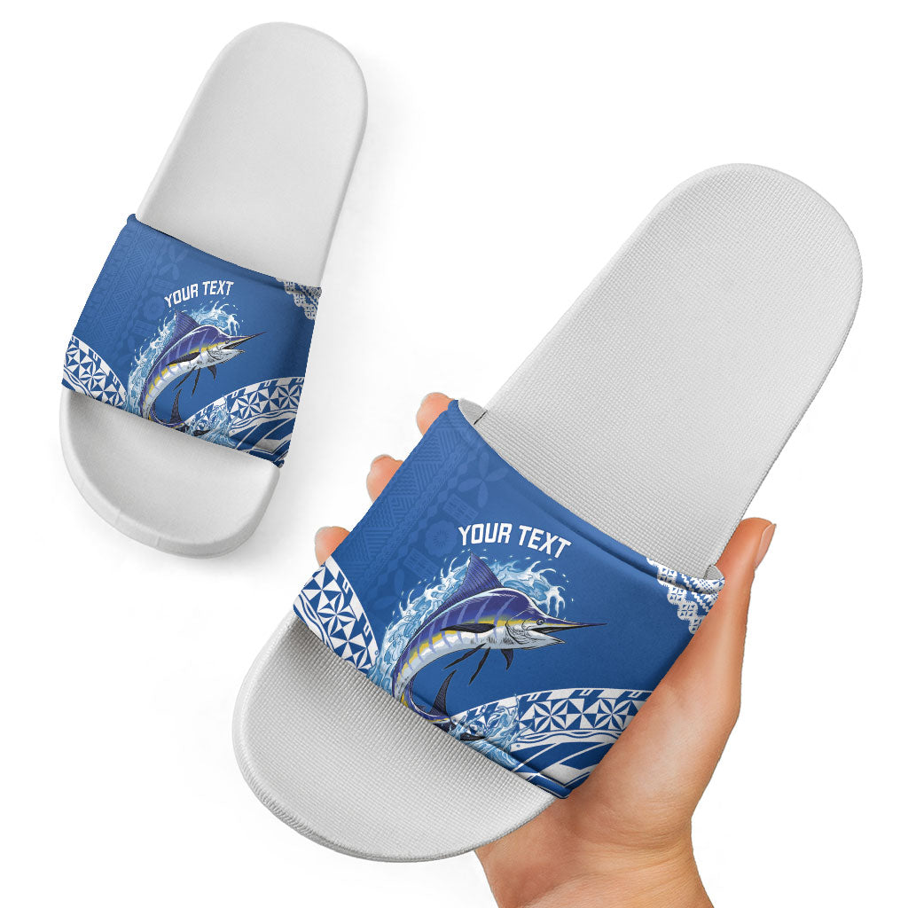 Yasawa Fiji 2026 Rugby Custom Slide Sandals Marlin Fijian Tapa Pattern LT14 - Polynesian Pride
