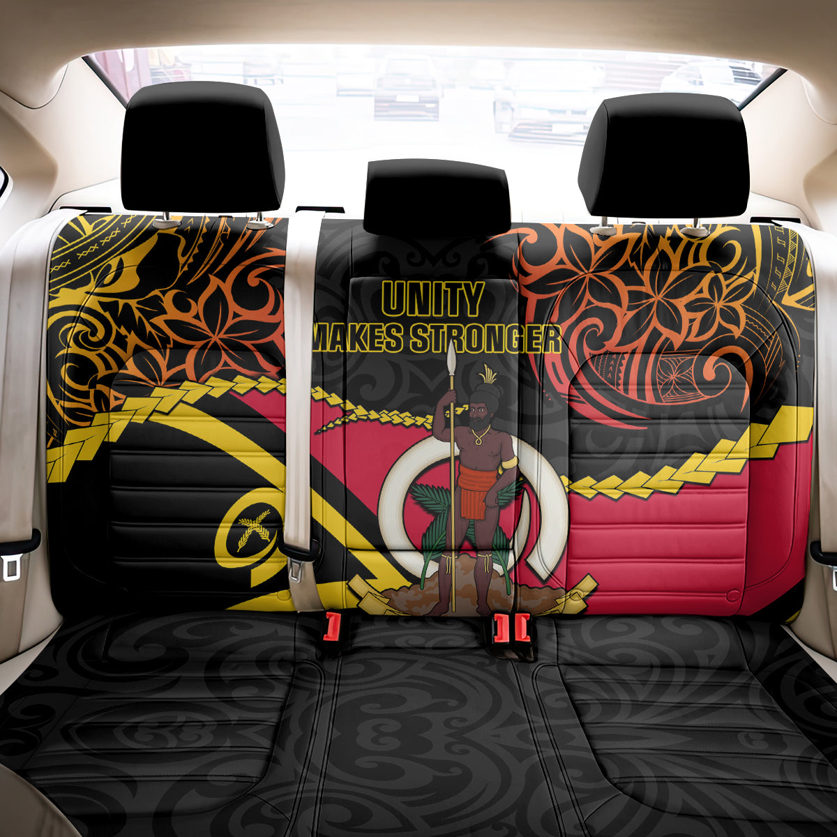 Vanuatu Unity Day Back Car Seat Cover 29 November Coat Of Arms With Flag Style