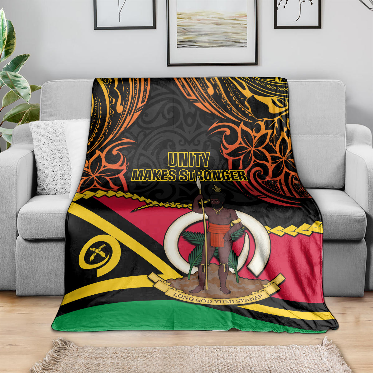 Vanuatu Unity Day Blanket 29 November Coat Of Arms With Flag Style LT14 - Polynesian Pride