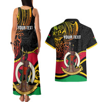 Personalised Vanuatu Unity Day Couples Matching Tank Maxi Dress and Hawaiian Shirt 29 November Coat Of Arms With Flag Style LT14 - Polynesian Pride
