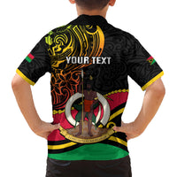 Personalised Vanuatu Unity Day Family Matching Summer Maxi Dress and Hawaiian Shirt 29 November Coat Of Arms With Flag Style LT14 - Polynesian Pride