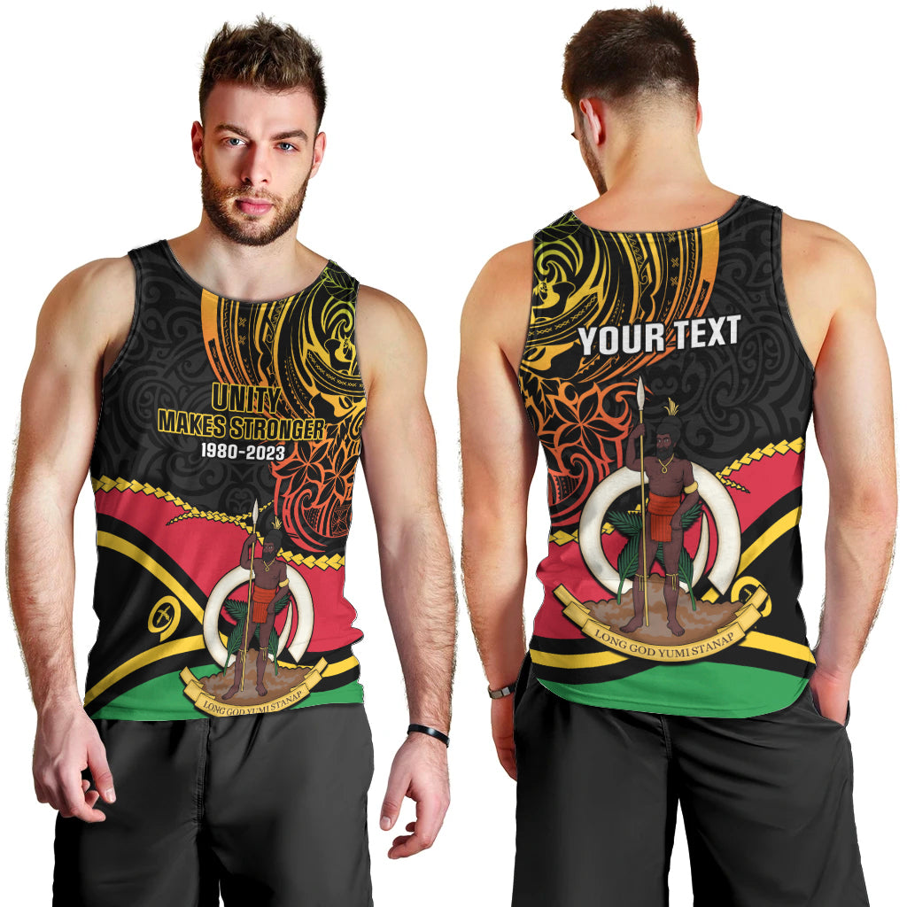 Personalised Vanuatu Unity Day Men Tank Top 29 November Coat Of Arms With Flag Style LT14 - Polynesian Pride