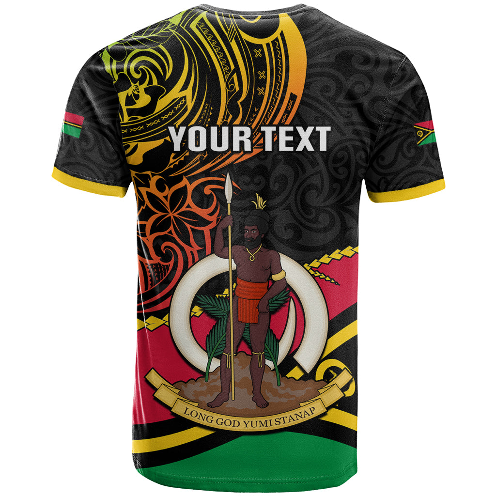 Personalised Vanuatu Unity Day T Shirt 29 November Coat Of Arms With Flag Style LT14 - Polynesian Pride
