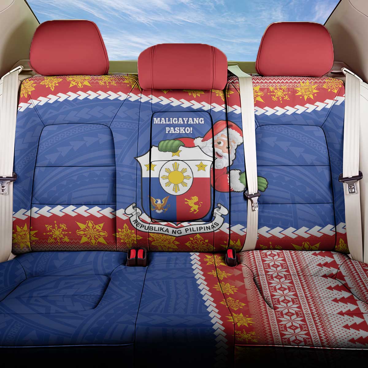The Philippines Christmas Back Car Seat Cover Pilipinas Parol - Maligayang Pasko! LT14 One Size Blue - Polynesian Pride