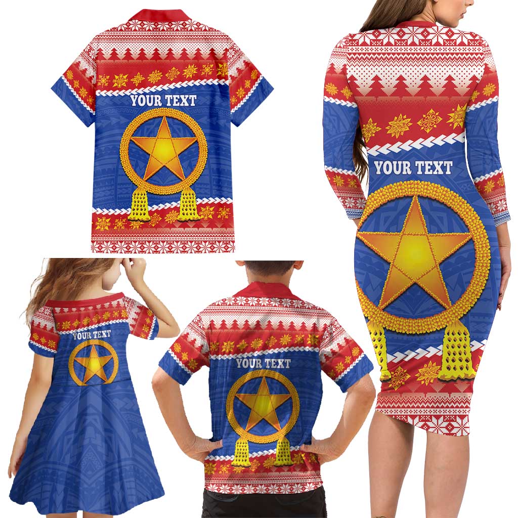 Personalized The Philippines Christmas Family Matching Long Sleeve Bodycon Dress and Hawaiian Shirt Pilipinas Parol - Maligayang Pasko! LT14 - Polynesian Pride