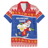 Personalized The Philippines Christmas Family Matching Mermaid Dress and Hawaiian Shirt Pilipinas Parol - Maligayang Pasko! LT14 Dad's Shirt - Short Sleeve Blue - Polynesian Pride