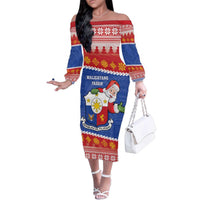 Personalized The Philippines Christmas Family Matching Off The Shoulder Long Sleeve Dress and Hawaiian Shirt Pilipinas Parol - Maligayang Pasko! LT14 Mom's Dress Blue - Polynesian Pride