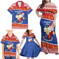 Personalized The Philippines Christmas Family Matching Off Shoulder Maxi Dress and Hawaiian Shirt Pilipinas Parol - Maligayang Pasko! LT14 - Polynesian Pride